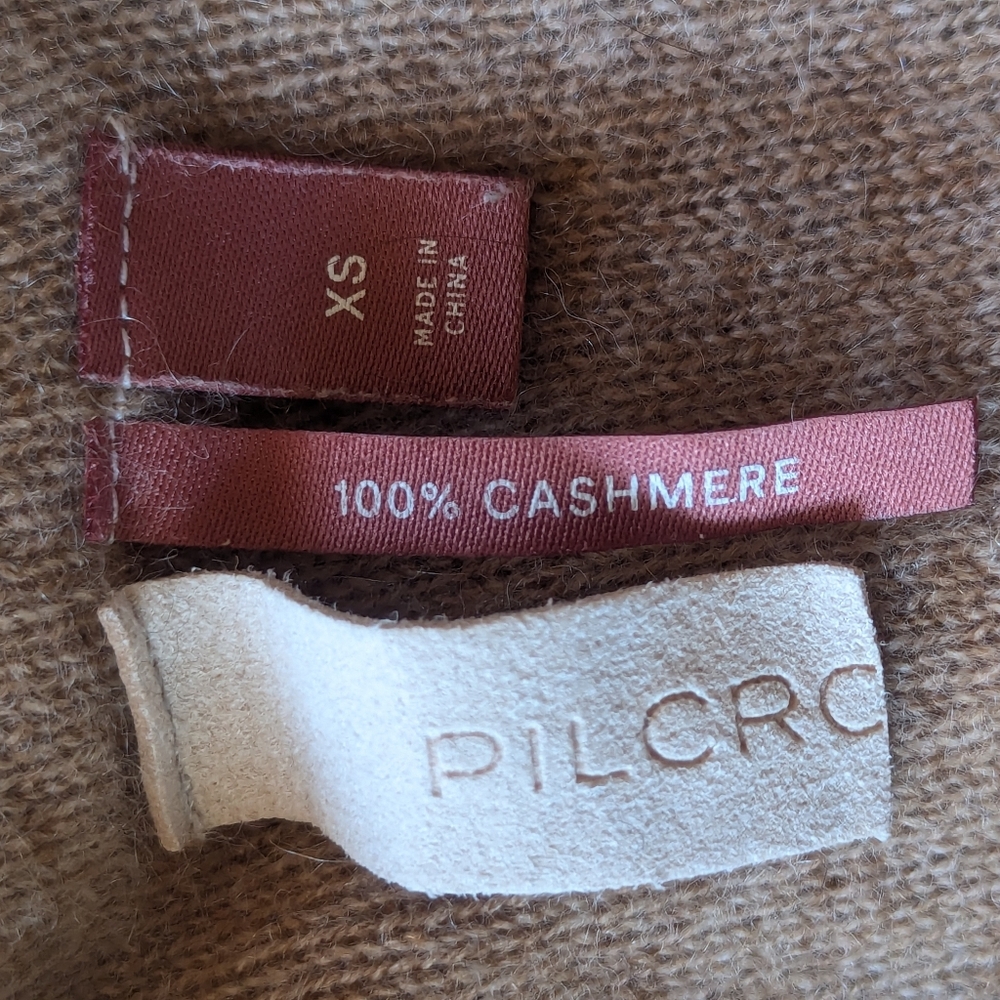 Pilcro Alani XS Mock Neck Sweater Tan Camel Nude 100% Cashmere Oversized Relaxed - Picture 10 of 10